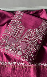 Load image into Gallery viewer, Women&#39;s Lakhnavi Handcrafted Munga Silk Chikankari Kurta And Dupatta Set- HONC0264872
