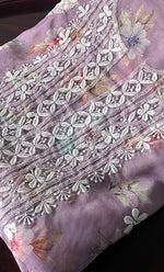 将图像加载到图库查看器中， Disha Women's Lakhnavi Handcrafted Organza Chikankari Unstitched Kurti Fabric - HONC0332151