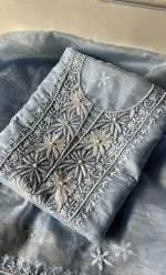 Load image into Gallery viewer, Women&#39;s Lakhnavi Handcrafted Organza Chikankari Unstitched Full Suit Material - HONC0270897
