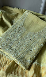 将图像加载到图库查看器中， Women&#39;s Lakhnavi Handcrafted Mul Chanderi Unstitched Kurta And Dupatta Set- HONC0281009
