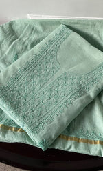 Load image into Gallery viewer, Women&#39;s Lakhnavi Handcrafted Mul Chanderi Unstitched Chikankari Full Suit Material - HONC0307425

