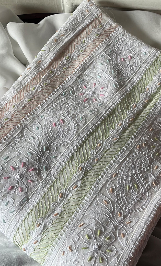 Women's Lucknowi Handcrafted Viscose Georgette Chikankari Anarkali and Dupatta Set- HONC0281911