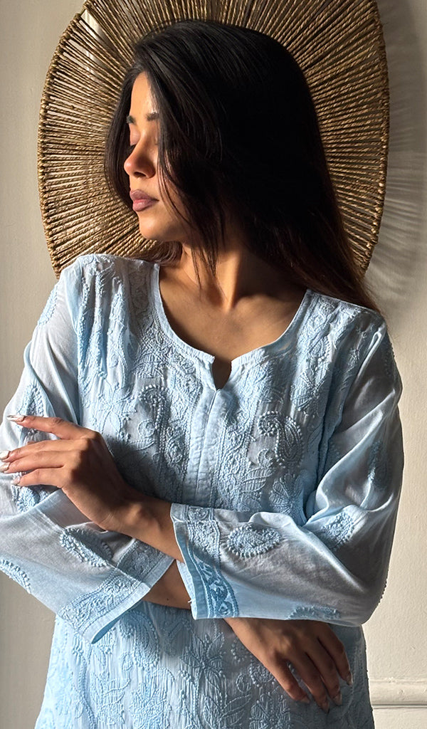 Shejali Women's Lakhnavi Handcrafted Cotton Chikankari Kurti - HONC0346294