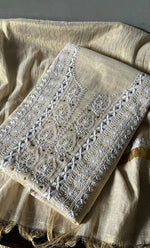 Load image into Gallery viewer, Women&#39;s Lakhnavi Handcrafted Tissue Chanderi Unstitched Kurta And Dupatta Set - HONC0306996
