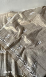 Women's Lakhnavi Handcrafted Tissue Chanderi Unstitched Chikankari Kurta And Dupatta Set - HONC0332771