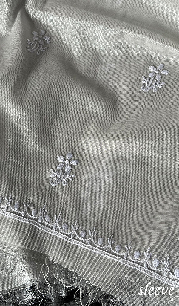 Women's Lucknowi Handcrafted Tissue Chanderi Chikankari Kurta And Dupatta Set - HONC0223407