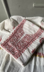 将图像加载到图库查看器中， Women's Lakhnavi Handcrafted Mul Chanderi Unstitched Kurta And Dupatta Set- HONC0295748