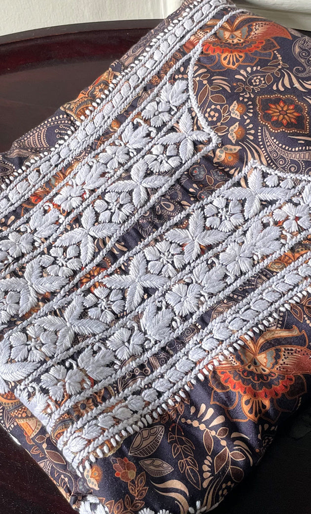 Women's Lakhnavi Handcrafted Cotton Chikankari Unstitched Kurti Fabric - HONC0315331