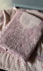 将图像加载到图库查看器中， Women&#39;s Lakhnavi Handcrafted Mul Chanderi Unstitched Kurta And Dupatta Set - HONC0280870
