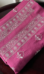 将图像加载到图库查看器中， Lucknowi Handcrafted Chanderi Silk Chikankari Unstitched Unisex Kurta Fabric - HONC0255342