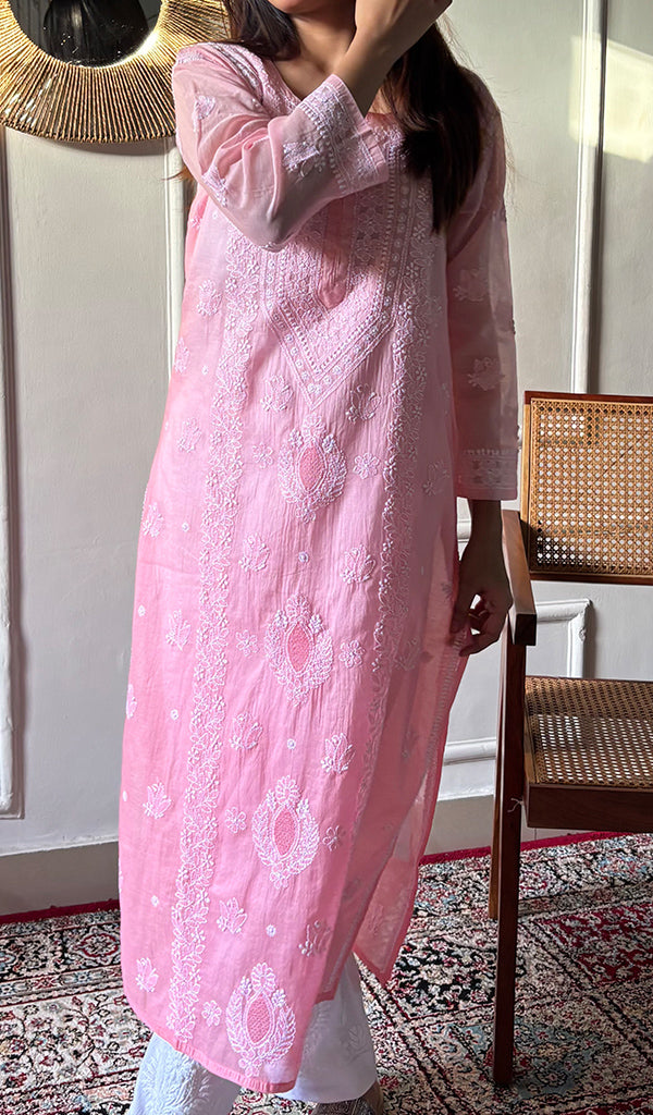 Women's Lakhnavi Handcrafted Cotton Chikankari Kurti - HONC0357548