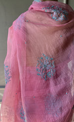 Load image into Gallery viewer, Amna Women&#39;s Lucknowi Handcrafted Pure Organza Silk Chikankari Saree - HONC0TS10500

