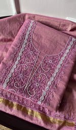 Load image into Gallery viewer, Women&#39;s Lakhnavi Handcrafted Tissue Chanderi Chikankari Suit Material - HONC0275988
