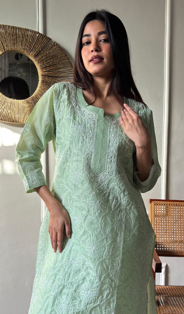 Women's Lakhnavi Handcrafted Cotton Chikankari Kurti - HONC0356953