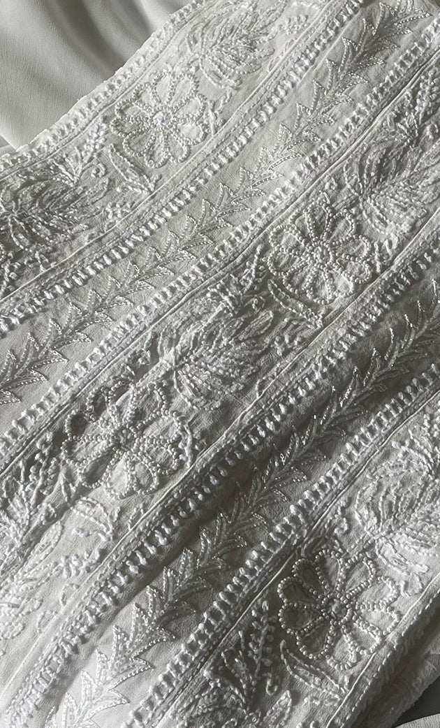 Women's Lucknowi Handcrafted Viscose Georgette Chikankari Kurta Dupatta Set- HONC0303285