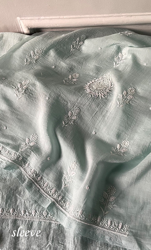 Women's Lakhnavi Handcrafted Unstitchd Mul Chanderi Kurta And Dupatta Set - HONC0329031