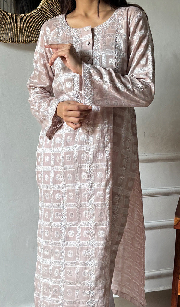 Prisha Women's Lakhnavi Handcrafted Cotton Chikankari Kurti - HONC0335252