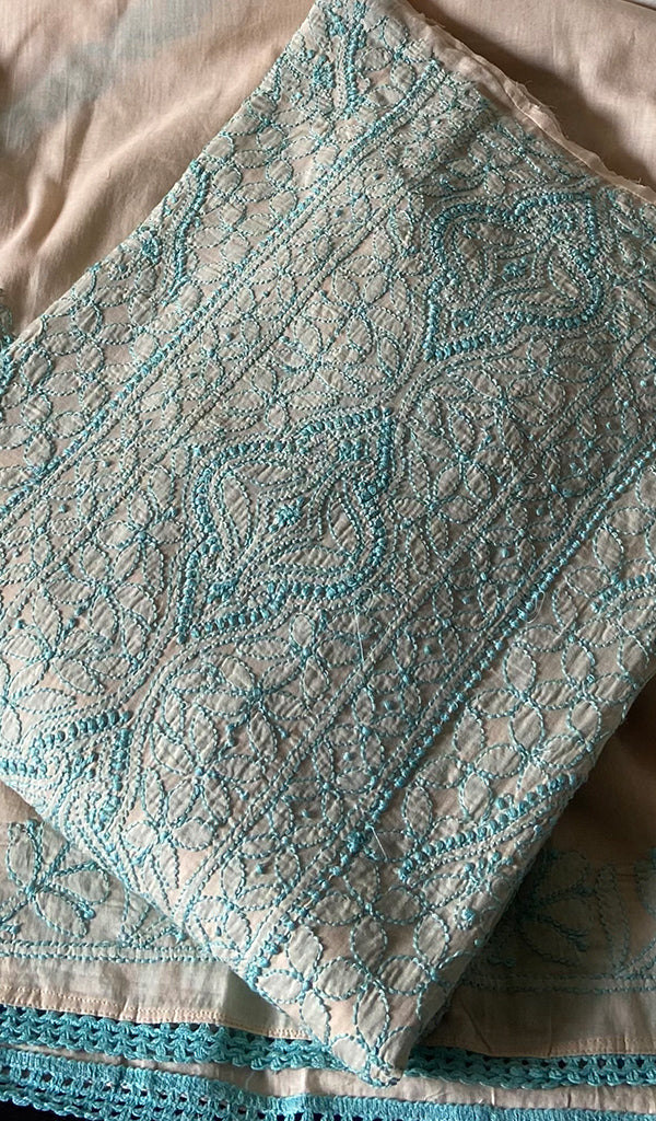 Women's Lakhnavi Handcrafted Cotton Unstitched Chikankari Suit Material - HONC0348839