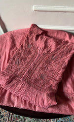 Load image into Gallery viewer, Women's Lakhnavi Handcrafted Mul Chanderi Semi - Stitched Kurta And Dupatta Set - HONC0297757