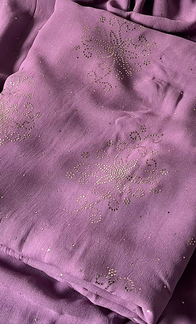 Women's Lucknowi Handcrafted Viscose Georgette Unstitched Chikankari Suit Material - HONC0336841