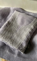 Load image into Gallery viewer, Women&#39;s Lakhnavi Handcrafted Pure Organza Chikankari Unstitched Kurta And Dupatta Set- HONC0263948

