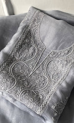 Load image into Gallery viewer, Women&#39;s Lakhnavi Handcrafted Pure Organza Chikankari Unstitched Kurta And Dupatta Set- HONC0314169
