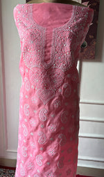 将图像加载到图库查看器中， Women's Lakhnavi Handcrafted Cotton Chikankari Unstitched Kurti Fabric - HONC0367470