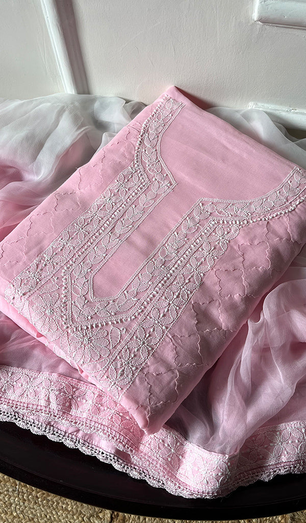 Women's Lakhnavi Handcrafted Cotton Chikankari Suit Material - HONC0289737