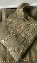 Load image into Gallery viewer, Women's Lakhnavi Handcrafted Mul Chanderi Semi - Stitched Anarkali And Dupatta Set - HONC0355011