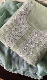 Load image into Gallery viewer, Women&#39;s Lakhnavi Handcrafted Unstitched Cotton Chikankari Suit Material - HONC0291823
