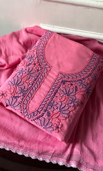 Load image into Gallery viewer, Women's Lakhnavi Handcrafted Unstitched Cotton Chikankari Suit Material - HONC0321792