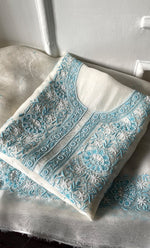Load image into Gallery viewer, Women&#39;s Lakhnavi Handcrafted Pure Organza Chikankari Unstitched Kurta And Dupatta Set- HONC0321293
