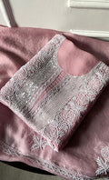 Rose Women's Lakhnavi Handcrafted Pure Organza Chikankari Unstitched Kurta And Dupatta Set- HONC0292518