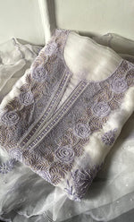 Load image into Gallery viewer, Mehnaj  Women&#39;s Lakhnavi Handcrafted Pure Organza Chikankari Unstitched Kurta And Dupatta Set- HONC0316109
