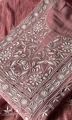 Load image into Gallery viewer, Women&#39;s Lakhnavi Handcrafted Mul Chanderi Semi -stitched Chikankari Full Suit Material - HONC0296115
