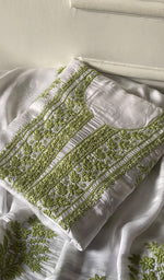 Load image into Gallery viewer, Women's Lakhnavi Handcrafted Modal Cotton Unstitched Kurta And Dupatta Set - HONC0334632