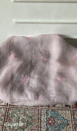 将图像加载到图库查看器中， Women's Lakhnavi Handcrafted Pure Organza Chikankari Unstitched Kurta And Dupatta Set- HONC0361456