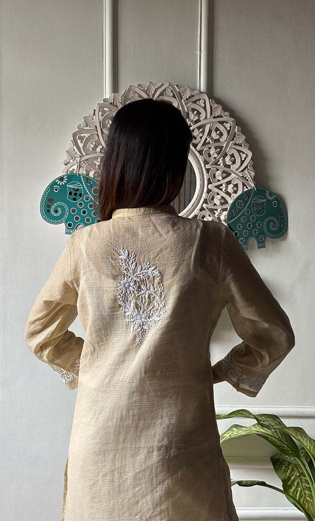 Women's Lakhnavi Handcrafted Kota Cotton Chikankari Kurti - HONC0306026