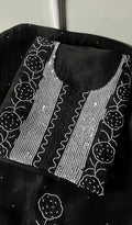 Rose Women's Lakhnavi Handcrafted Pure Organza Chikankari Unstitched Kurta And Dupatta Set- HONC0272169