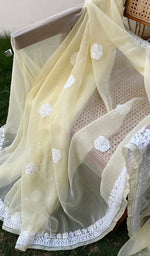 Load image into Gallery viewer, Women&#39;s Lakhnavi Handcrafted Faux-Georgette Chikankari Saree - HONC0228975
