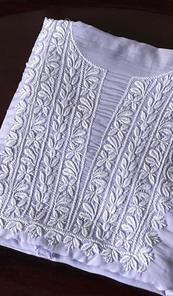 Women's Lakhnavi Handcrafted Modal Cotton Chikankari Unstitched Kurti Fabric - HONC0261065