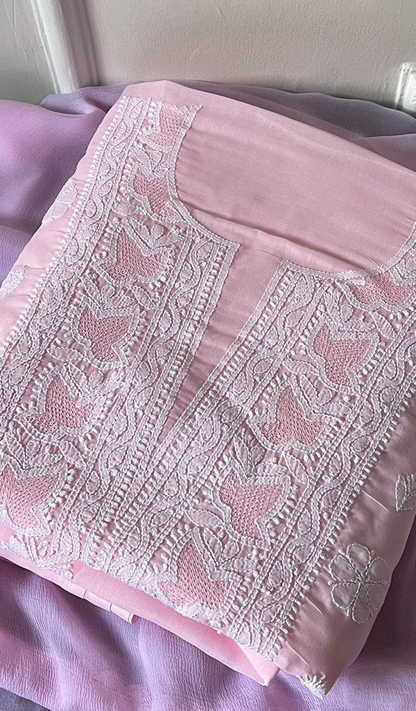Women's Lakhnavi Handcrafted Cotton Chikankari Suit Material - HONC02744500
