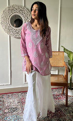 Load image into Gallery viewer, Ishani Women's Lakhnavi Handcrafted Mul Chanderi Chikankari Top - HONC0325406