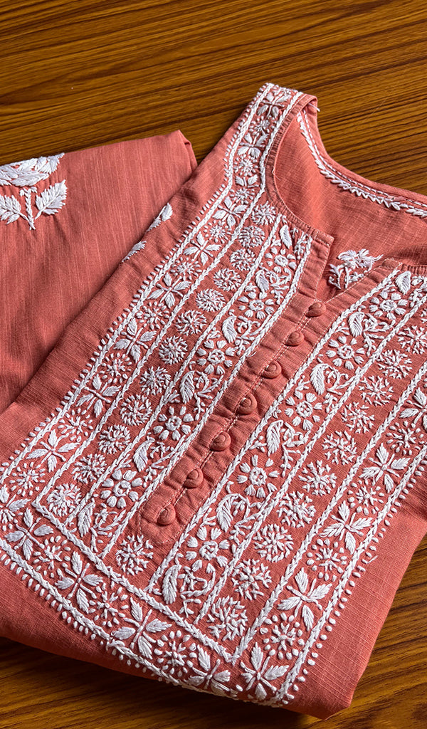 Women's Lucknowi Handcrafted Cotton Chikankari Kurti - HONC0301064