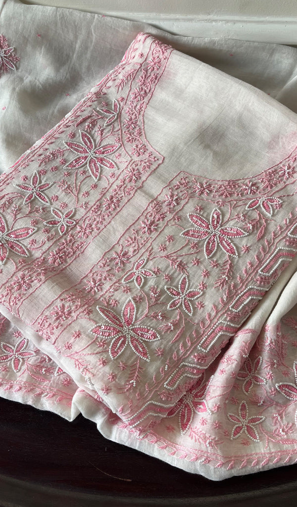 Women's Lakhnavi Handcrafted Mul Chanderi Kurta And Dupatta Set - HONC0290530