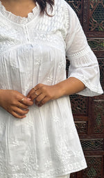 Load image into Gallery viewer, Rania Women&#39;s Lakhnavi Handcrafted Cotton Chikankari Kurta And Palazzo Set - HONC0270133
