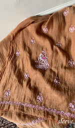 Load image into Gallery viewer, Women's Lakhnavi Handcrafted Mul Chanderi Unstitched Chikankari Full Suit Material - HONC0300387