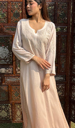 Load image into Gallery viewer, Women&#39;s Lucknowi Handcrafted Muslin Chikankari Kurti - HONC0237028
