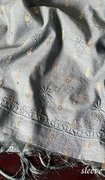 将图像加载到图库查看器中， Women&#39;s Lakhnavi Handcrafted Chanderi Silk Chikankari Semi - Stitched Kurta Dupatta Set - HONC082730
