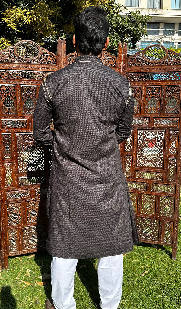 Men's Lucknowi Handcrafted Cotton Chikankari Kurta - HONC0327339